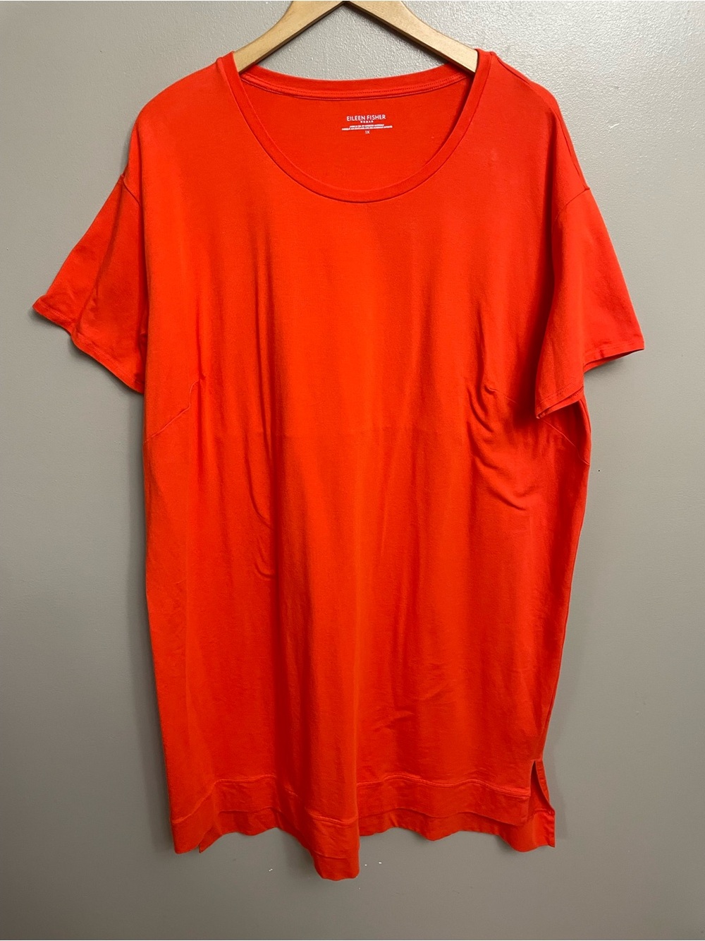 Eileen Fisher 1X  Scoop Neck T-Shirt Dress orange